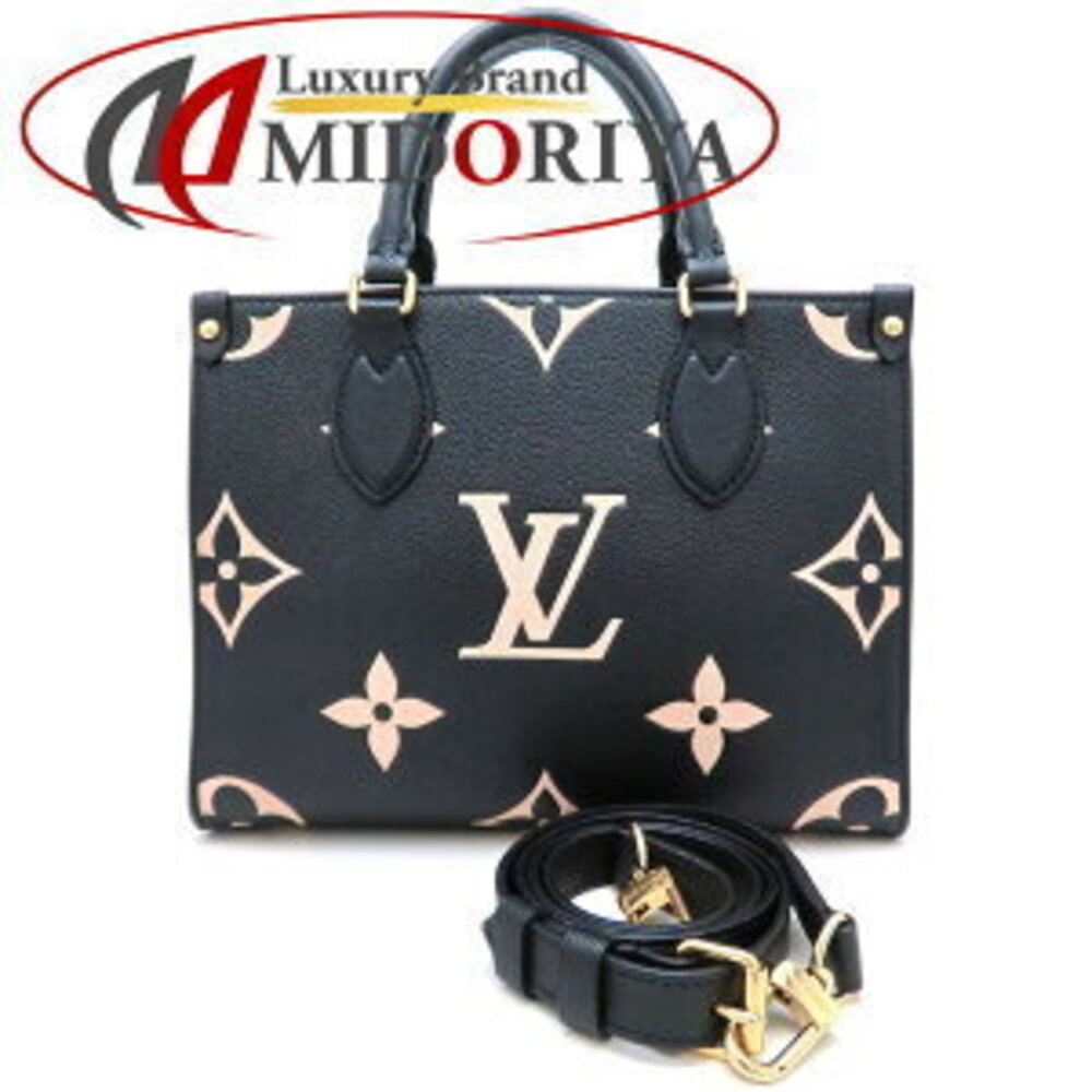 LOUIS VUITTON Monogram Empreinte OnTheGo Handbag Black Beige